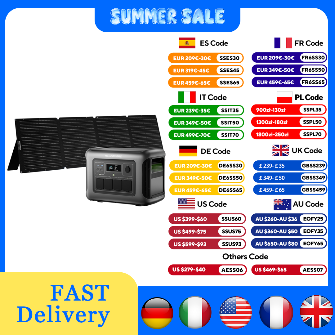 Rv Solar Kit 400W - ALLPOWERS R1500 LITE Tragbares Kraftwerk 1056Wh